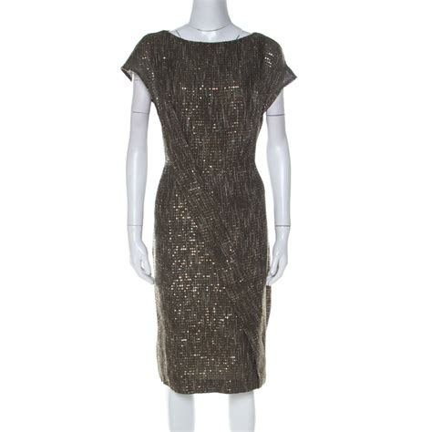 Sequinned Dress in Olive 